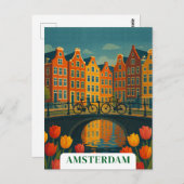 Amsterdamse fietsen op brugbloemen Briefkaart (Voorkant / Achterkant)