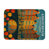  Amsterdamse fietsen op brugbloemen Magneet (Horizontaal)