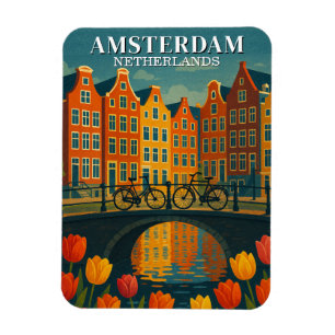  Amsterdamse fietsen op brugbloemen Magneet