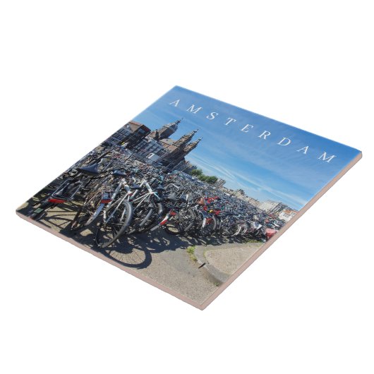 Amsterdamse fietsenstalling uitzicht keramische te tegeltje (Zijkant)