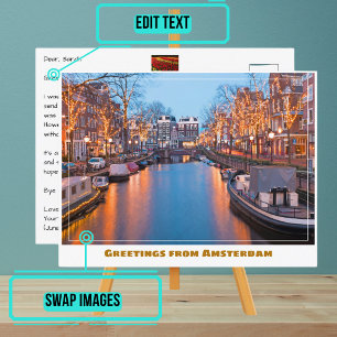 Amsterdamse gracht in de avond briefkaart