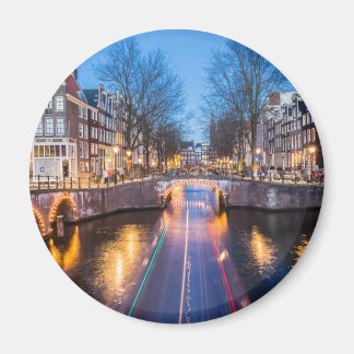 Amsterdamse grachten bij nacht magneet