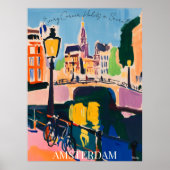 Amsterdamse grachten en fietsen in Fauvistisch Poster (Voorkant)