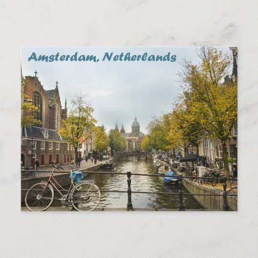 Amsterdamse grachten in de Herfstpost Briefkaart (Voorkant)