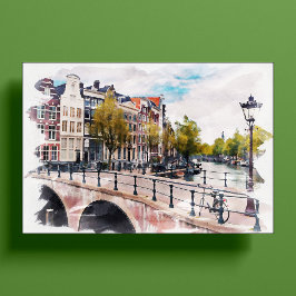 Amsterdamse grachten vintage retro waterverf reize poster