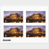 Amsterdamse grachtenpanden bij schemering rechthoe rechthoekige sticker (Vel)