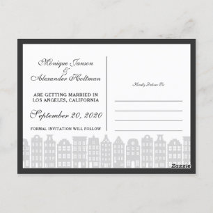 Amsterdamse grachtenpanden Dutch Save the Date Briefkaart