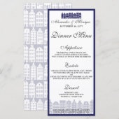 Amsterdamse grachtenpanden Hollands huwelijksdiner Menu (Voorkant / Achterkant)