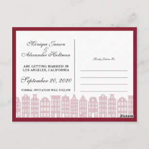 Amsterdamse grachtenpanden Nederlands Save the Dat Briefkaart