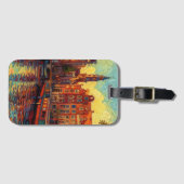 Amsterdamse grachtenpanden van Gogh stijl Bagagelabel (Voorkant (horizontaal))