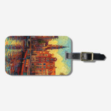 Amsterdamse grachtenpanden van Gogh stijl