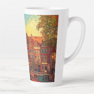 Amsterdamse grachtenpanden van Gogh stijl Latte Mok