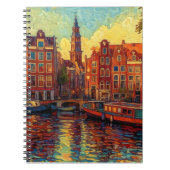 Amsterdamse grachtenpanden van Gogh stijl Notitieboek (Voorkant)