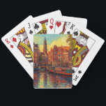 Amsterdamse grachtenpanden van Gogh stijl Pokerkaarten<br><div class="desc">een prachtig schilderij in Van Gogh stijl van de grachtenpanden en woonboten in Amsterdam</div>