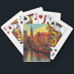 Amsterdamse grachtenpanden van Gogh stijl Pokerkaarten<br><div class="desc">een prachtig schilderij in Van Gogh stijl van de grachtenpanden en woonboten in Amsterdam</div>