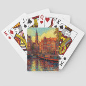 Amsterdamse grachtenpanden van Gogh stijl Pokerkaarten (Achterkant)