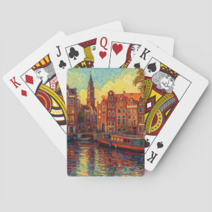 Amsterdamse grachtenpanden van Gogh stijl Pokerkaarten