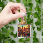 Amsterdamse grachtenpanden van Gogh stijl Sleutelhanger (Hand)