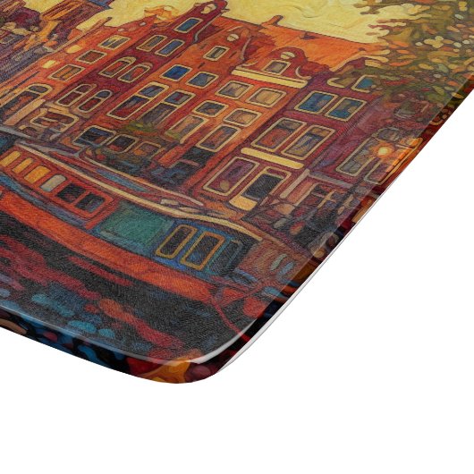 Amsterdamse grachtenpanden van Gogh stijl Snijplank (Hoek)