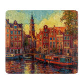 Amsterdamse grachtenpanden van Gogh stijl Snijplank (Voorkant)