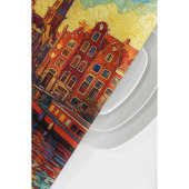 Amsterdamse grachtenpanden van Gogh stijl Theedoek