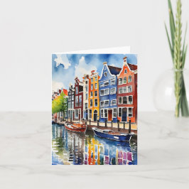 Amsterdamse grachtenpanden Waterverf stationery Kaart