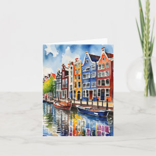Amsterdamse grachtenpanden Waterverf stationery Kaart