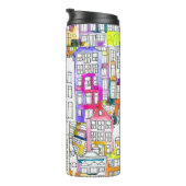 Amsterdamse Huizen: Waterverf Naadloos Patroon Thermosbeker (Geroteerd rechts)