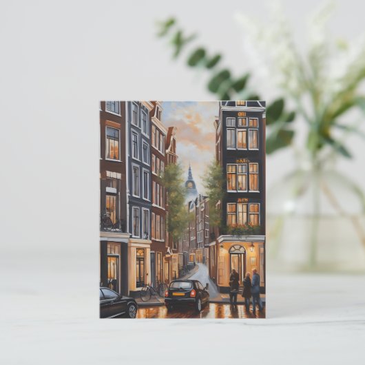 Amsterdamse olieverfschilderij briefkaart (Staand voorkant)