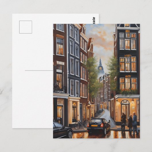 Amsterdamse olieverfschilderij briefkaart (Voorkant / Achterkant)