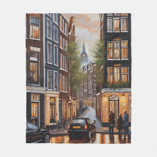 Amsterdamse olieverfschilderij fleece deken (Voorkant)