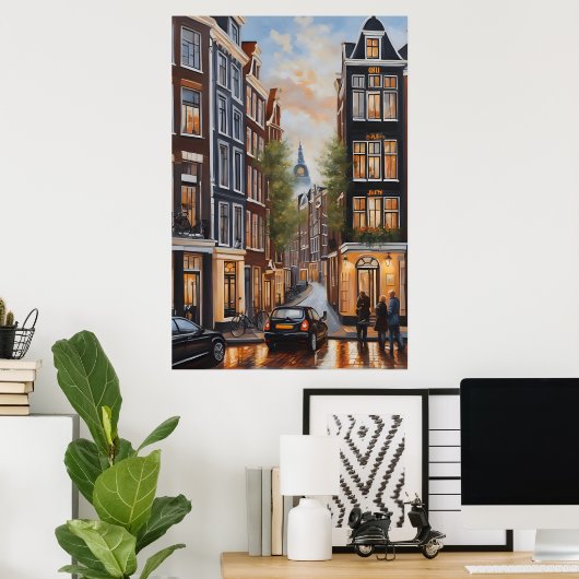 Amsterdamse olieverfschilderij poster (Thuiskantoor)