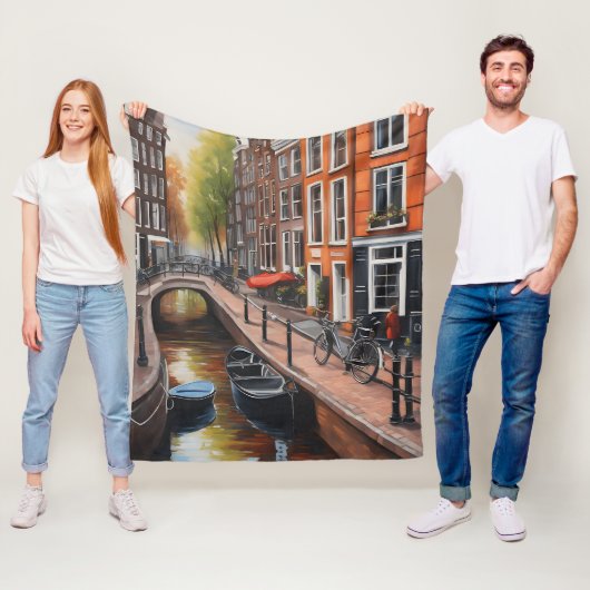 Amsterdamse olieverfschilderkunst fleece deken (In situ)