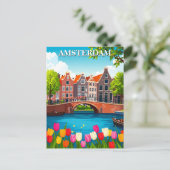  Amsterdamse reizen met tulpen Briefkaart (Staand voorkant)