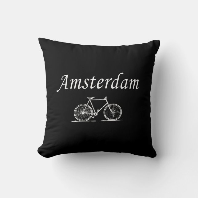 Amsterdamse retro fiets kussen (Voorkant)