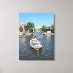 Amsterdamse sightseeing boot uitzicht canvas print