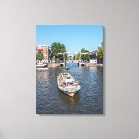 Amsterdamse sightseeing boot uitzicht canvas print (Voorkant)