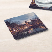 Amsterdamse stadsfoto kartonnen onderzetters (Schuin)