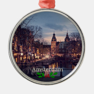 Amsterdamse stadsfoto metalen ornament