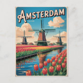 Amsterdamse tulp vintage briefkaart (Voorkant)
