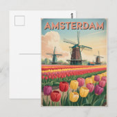 Amsterdamse tulpenveld vintage briefkaart (Voorkant / Achterkant)