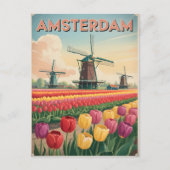 Amsterdamse tulpenveld vintage briefkaart (Voorkant)