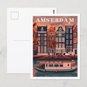 Amsterdamse Vintage Beroemde Reisplaats Briefkaart