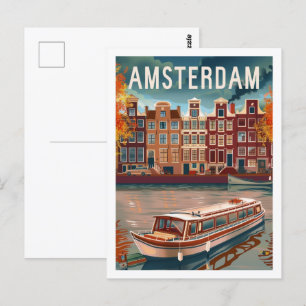 Amsterdamse Vintage Beroemde Reisplaats Briefkaart