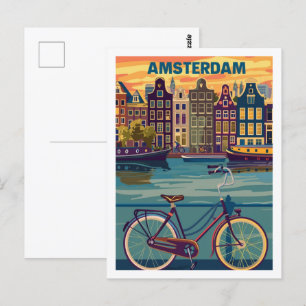 Amsterdamse Vintage Beroemde Reisplaats Briefkaart