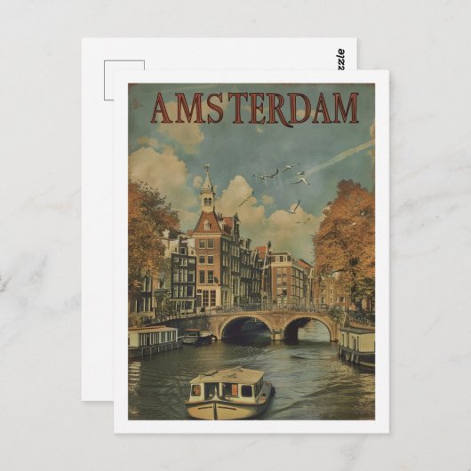 Amsterdamse Vintage Beroemde Reisplaats Briefkaart (Voorkant / Achterkant)