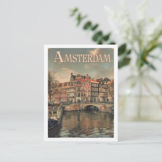 Amsterdamse Vintage Beroemde Reisplaats Briefkaart (Staand voorkant)