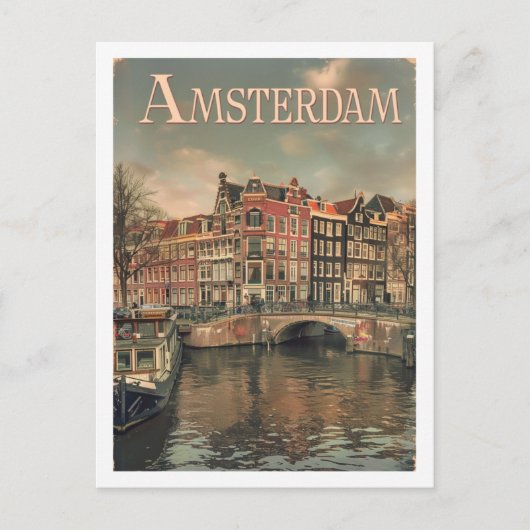 Amsterdamse Vintage Beroemde Reisplaats Briefkaart (Voorkant)