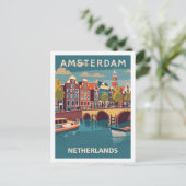 Amsterdamse Vintage Beroemde Reisplaats Briefkaart (Staand voorkant)