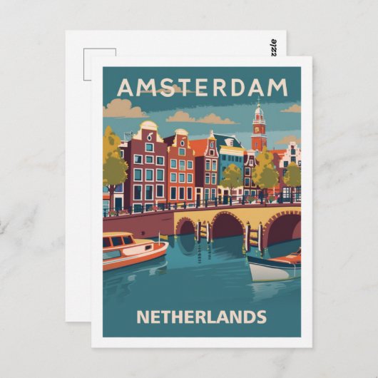 Amsterdamse Vintage Beroemde Reisplaats Briefkaart (Voorkant / Achterkant)